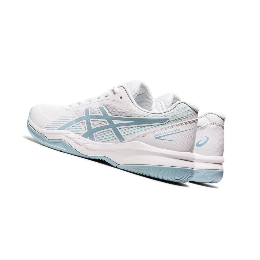 White / Smoke Blue Women's Asics GEL-GAME 8 Tennis Shoes | US24390ON - Asics Outlet Sale