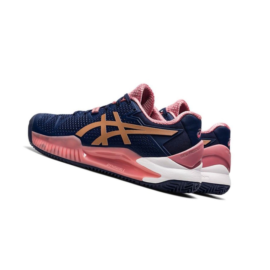 Navy Women's Asics GEL-RESOLUTION 8 CLAY Tennis Shoes | US30279EN - Asics Outlet Sale