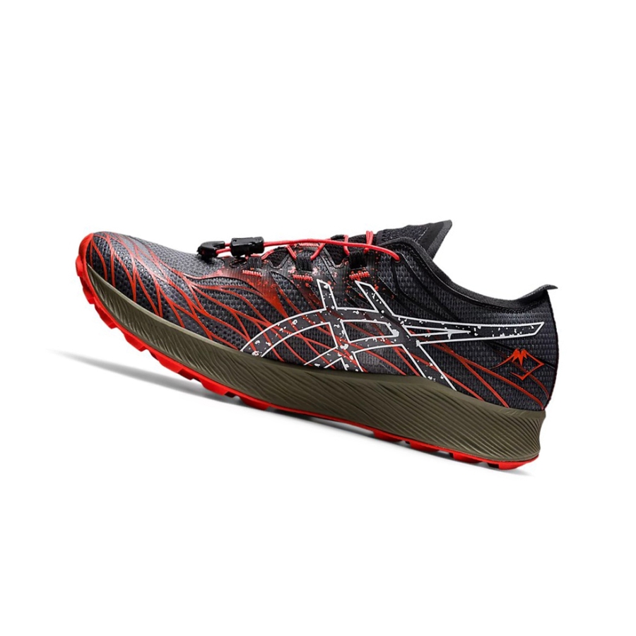 Black / Cherry Tomato Men's Asics Fuji Speed Trail Running Shoes | US28475NM - Asics Outlet Sale