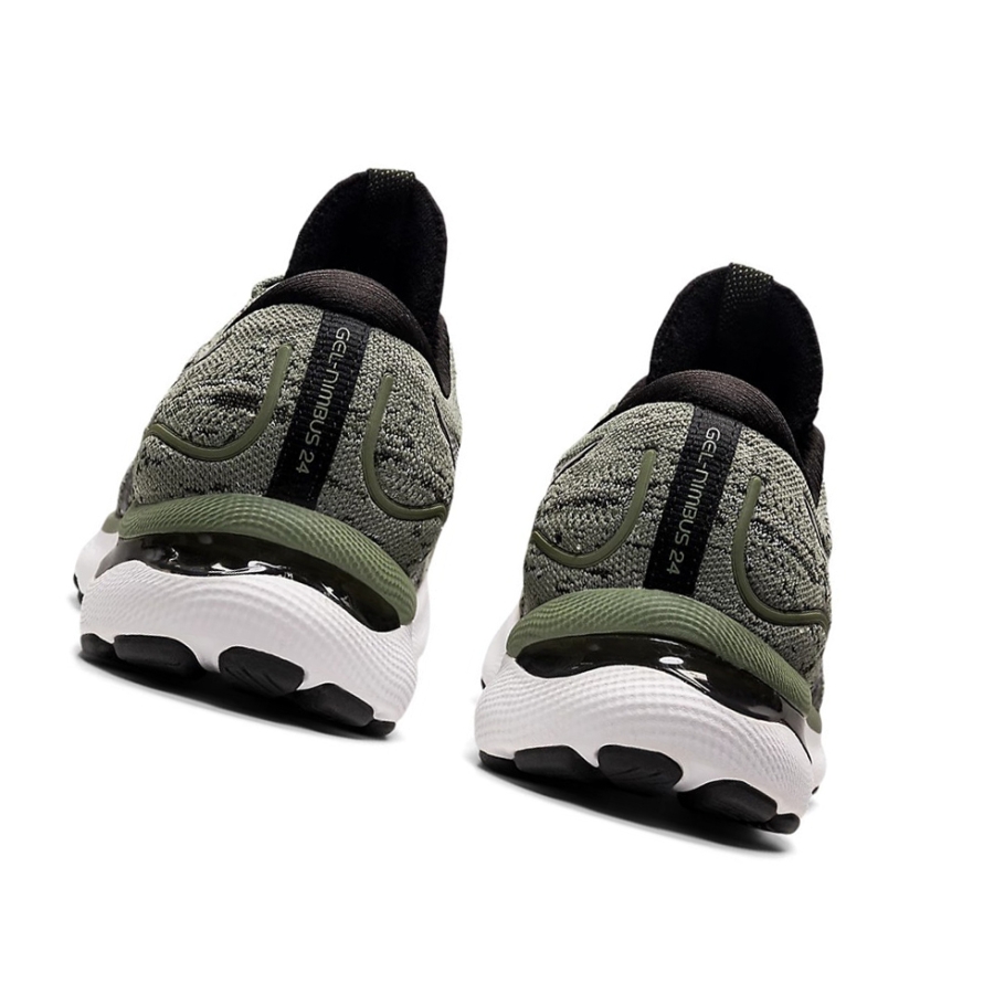 Lichen Green / Black Men's Asics GEL-NIMBUS 24 MK Running Shoes | US78640HZ - Asics Outlet Sale