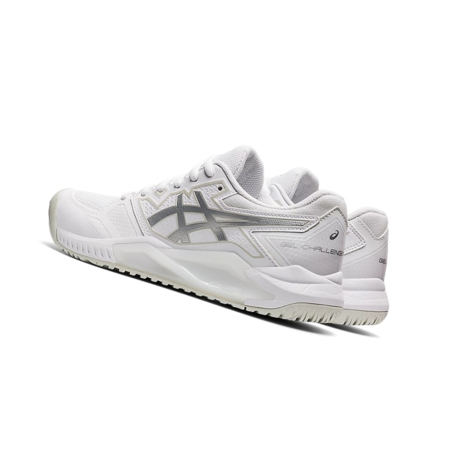 White / Pure Silver Women's Asics GEL-CHALLENGER 13 Tennis Shoes | US28347VN - Asics Outlet Sale