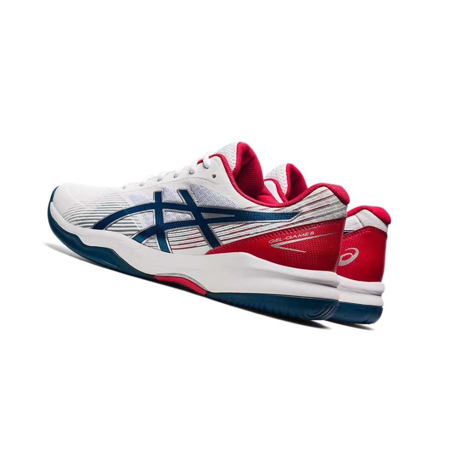 White / Mako Blue Men's Asics GEL-GAME 8 Tennis Shoes | US01742SK - Asics Outlet Sale