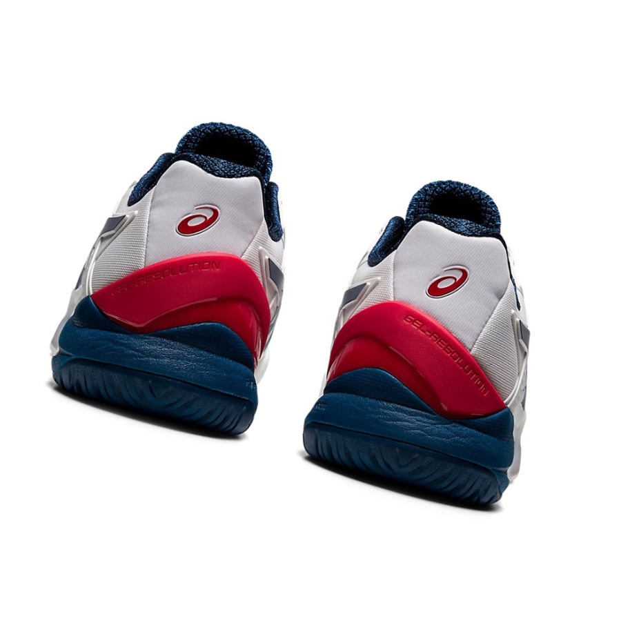 White / Mako Blue Men's Asics GEL-RESOLUTION 8 Tennis Shoes | US92106XE - Asics Outlet Sale