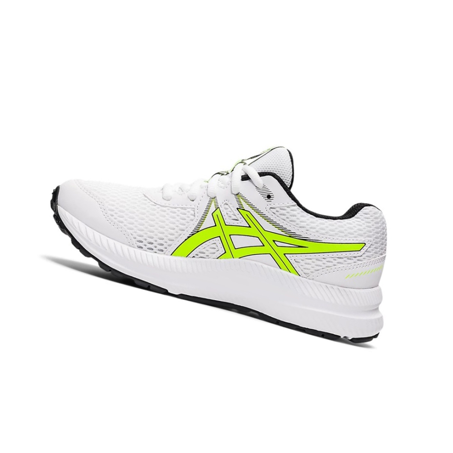White / Hazard Green Kids' Asics CONTEND 7 GS Running Shoes | US02347KM - Asics Outlet Sale