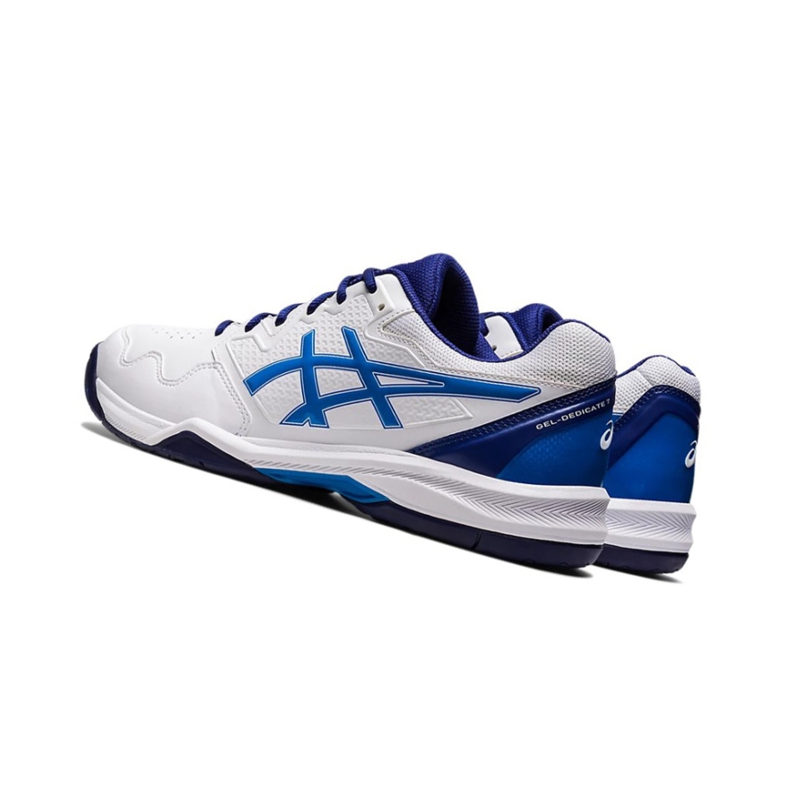 White / Blue Men's Asics GEL-DEDICATE 7 Tennis Shoes | US38650JO - Asics Outlet Sale