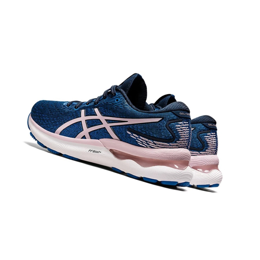 French Blue / Barely Rose Women's Asics GEL-NIMBUS 24 (D) Running Shoes | US64381BS - Asics Outlet Sale