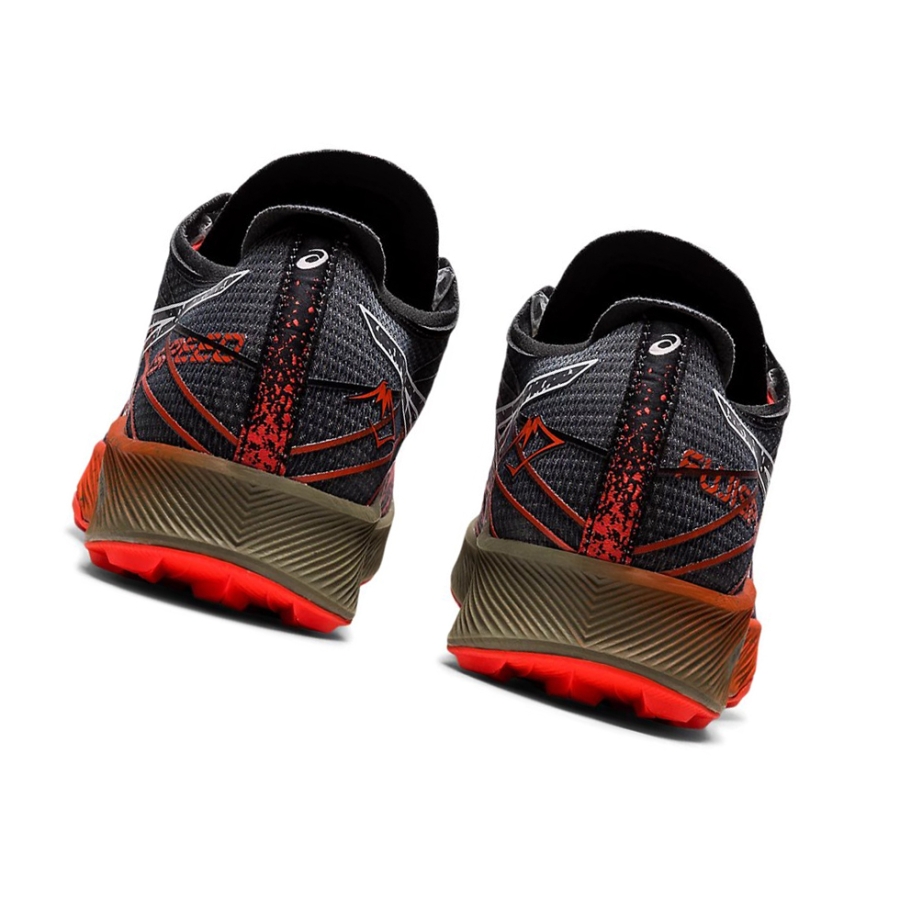 Black / Cherry Tomato Men's Asics Fuji Speed Trail Running Shoes | US28475NM - Asics Outlet Sale