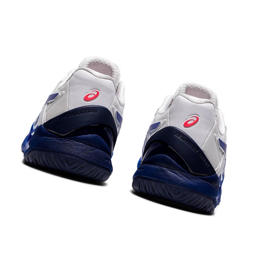 White / Blue Women's Asics GEL-RESOLUTION 8 Tennis Shoes | US85062KM - Asics Outlet Sale