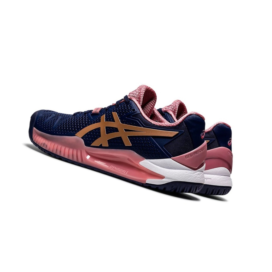 Peacoat / Rose Gold Women's Asics GEL-RESOLUTION 8 Tennis Shoes | US79681JY - Asics Outlet Sale