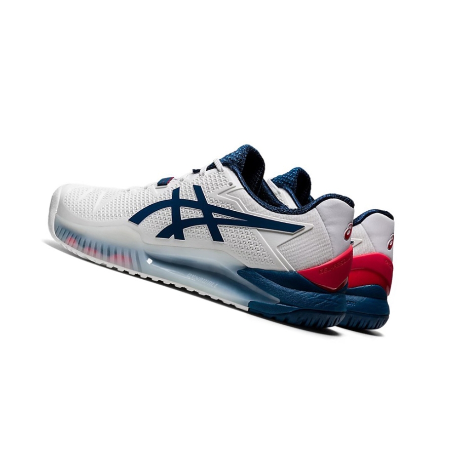 White / Mako Blue Men's Asics GEL-RESOLUTION 8 Tennis Shoes | US92106XE - Asics Outlet Sale