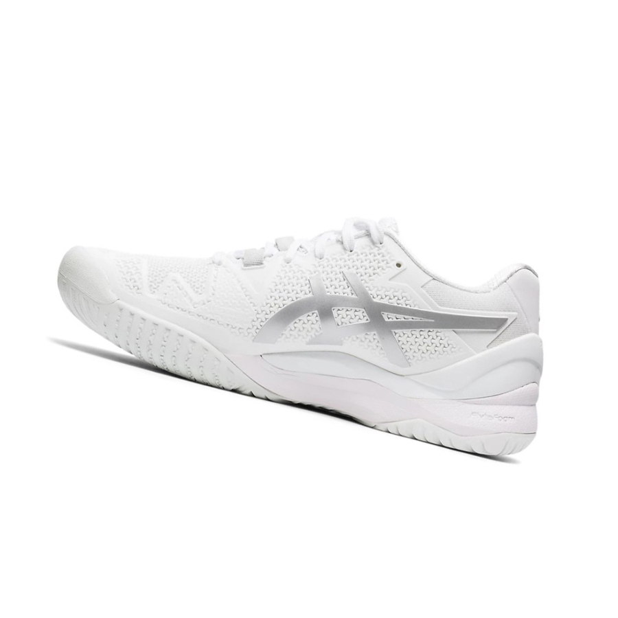 White / Pure Silver Women's Asics GEL-RESOLUTION 8 Tennis Shoes | US47368AB - Asics Outlet Sale