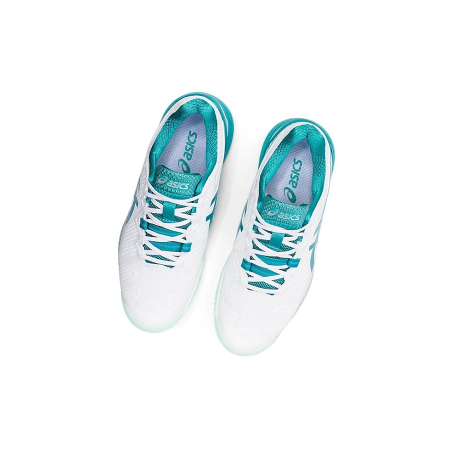 White / Lagoon Women's Asics GEL-RESOLUTION 8 Tennis Shoes | US17239NI - Asics Outlet Sale