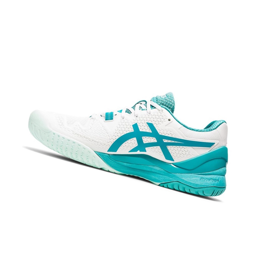 White / Lagoon Women's Asics GEL-RESOLUTION 8 Tennis Shoes | US17239NI - Asics Outlet Sale