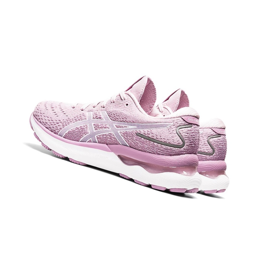 Barely Rose / White Women's Asics GEL-NIMBUS 24 Running Shoes | US68397TK - Asics Outlet Sale