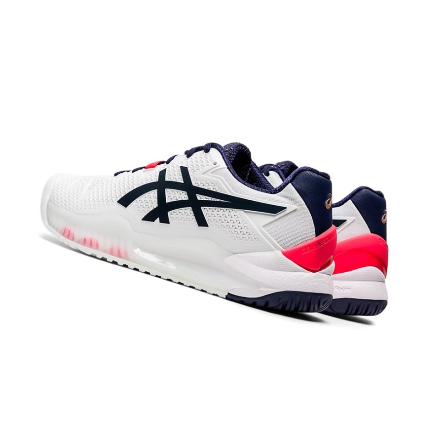 White / Peacoat Women's Asics GEL-RESOLUTION 8 Tennis Shoes | US89701AC - Asics Outlet Sale