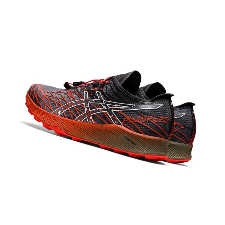 Black / Cherry Tomato Men's Asics Fuji Speed Trail Running Shoes | US28475NM - Asics Outlet Sale