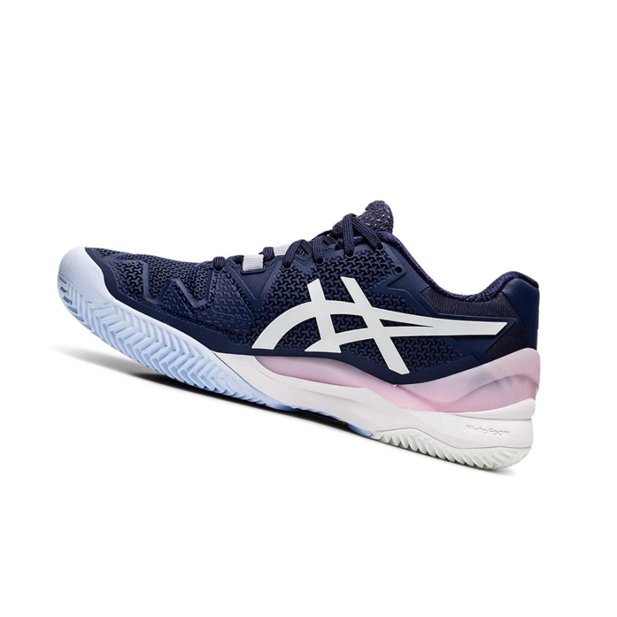 Peacoat / White Women's Asics GEL-RESOLUTION 8 CLAY Tennis Shoes | US09853CT - Asics Outlet Sale