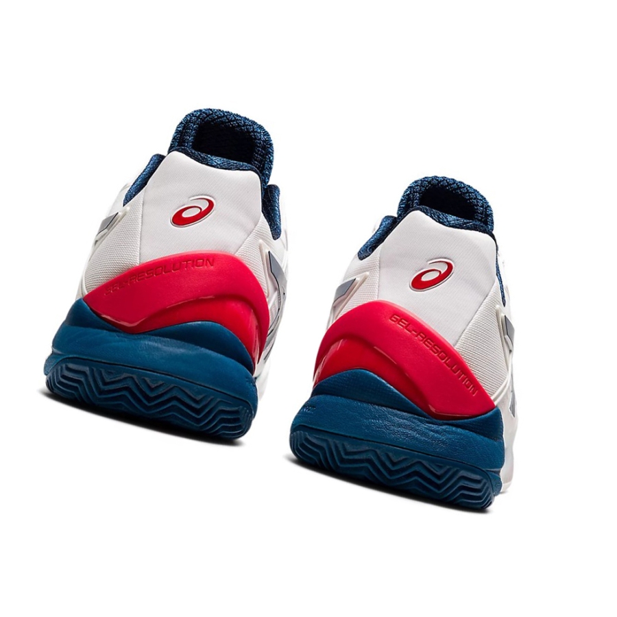 White / Mako Blue Men's Asics GEL-RESOLUTION 8 CLAY Tennis Shoes | US87921LI - Asics Outlet Sale