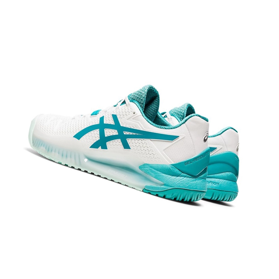 White / Lagoon Women's Asics GEL-RESOLUTION 8 Tennis Shoes | US17239NI - Asics Outlet Sale