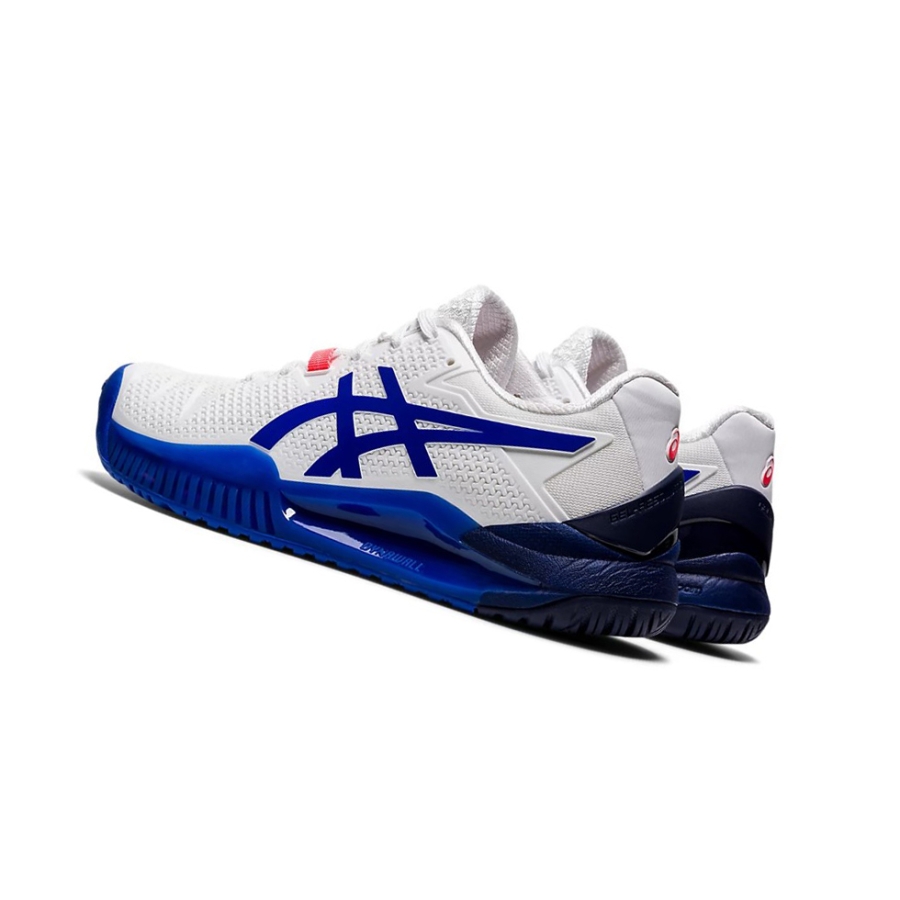 White / Blue Women's Asics GEL-RESOLUTION 8 Tennis Shoes | US85062KM - Asics Outlet Sale