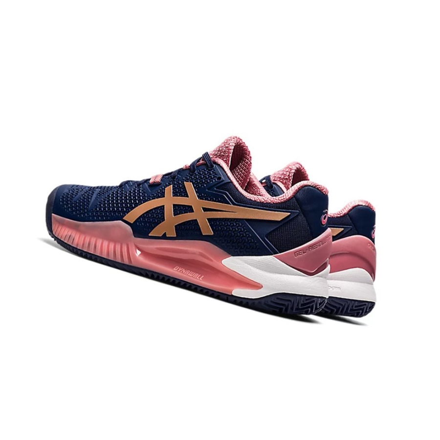 Peacoat / Rose Gold Women's Asics GEL-RESOLUTION 8 CLAY Tennis Shoes | US12479MO - Asics Outlet Sale