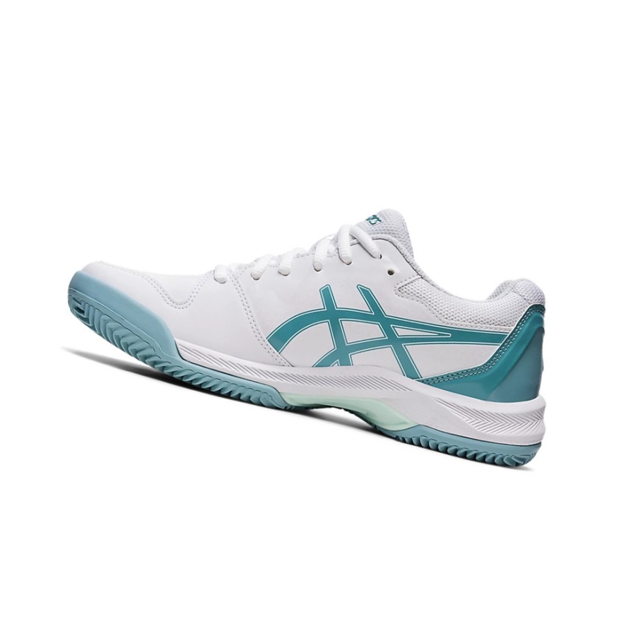White / Smoke Blue Women's Asics GEL-DEDICATE 7 CLAY Tennis Shoes | US91725GW - Asics Outlet Sale