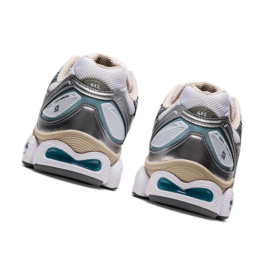 White / Steel Grey Men's Asics GEL-NIMBUS 9 Sneakers | US89562EJ - Asics Outlet Sale