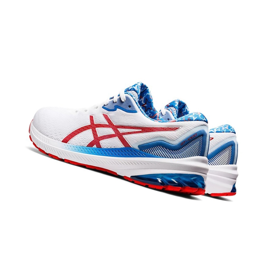 White / Electric Red Men's Asics GT-1000 11 MEN STANDARD RET Running Shoes | US20796BN - Asics Outlet Sale