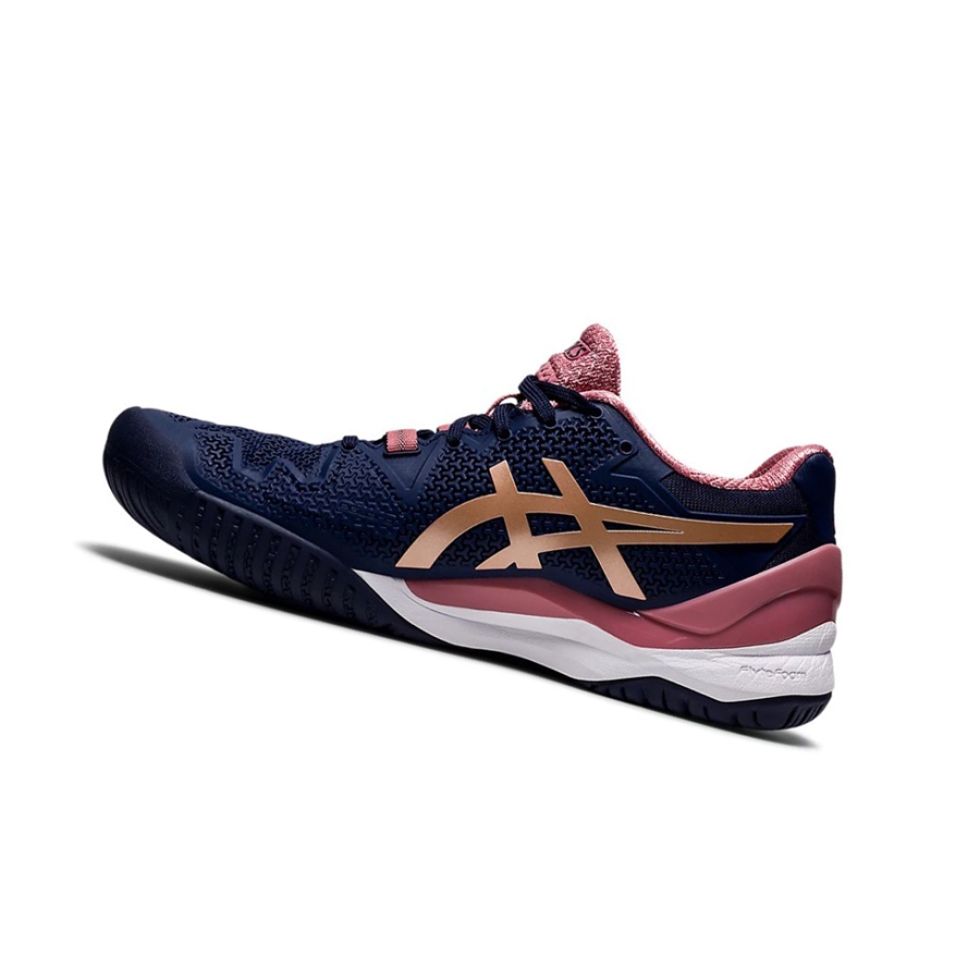 Peacoat / Rose Gold Women's Asics GEL-RESOLUTION 8 Tennis Shoes | US79681JY - Asics Outlet Sale