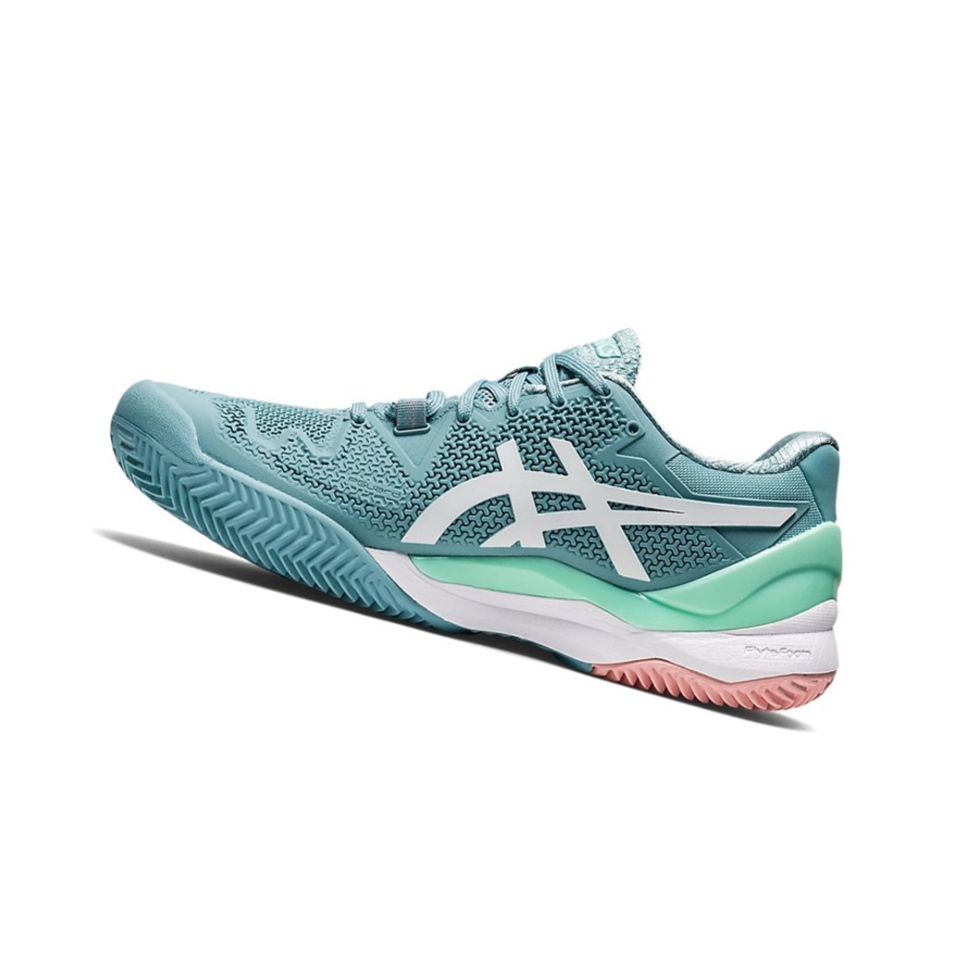 Smoke Blue / White Women's Asics GEL-RESOLUTION 8 CLAY Tennis Shoes | US30867CO - Asics Outlet Sale