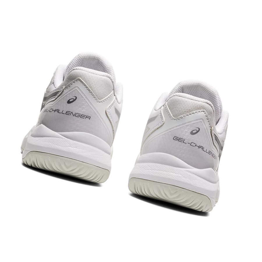White / Pure Silver Women's Asics GEL-CHALLENGER 13 Tennis Shoes | US28347VN - Asics Outlet Sale
