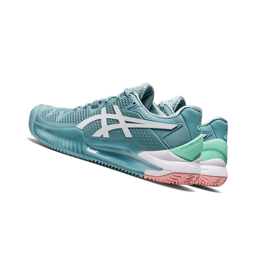 Smoke Blue / White Women's Asics GEL-RESOLUTION 8 CLAY Tennis Shoes | US30867CO - Asics Outlet Sale