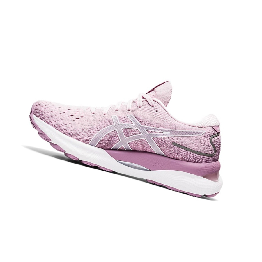Barely Rose / White Women's Asics GEL-NIMBUS 24 Running Shoes | US68397TK - Asics Outlet Sale