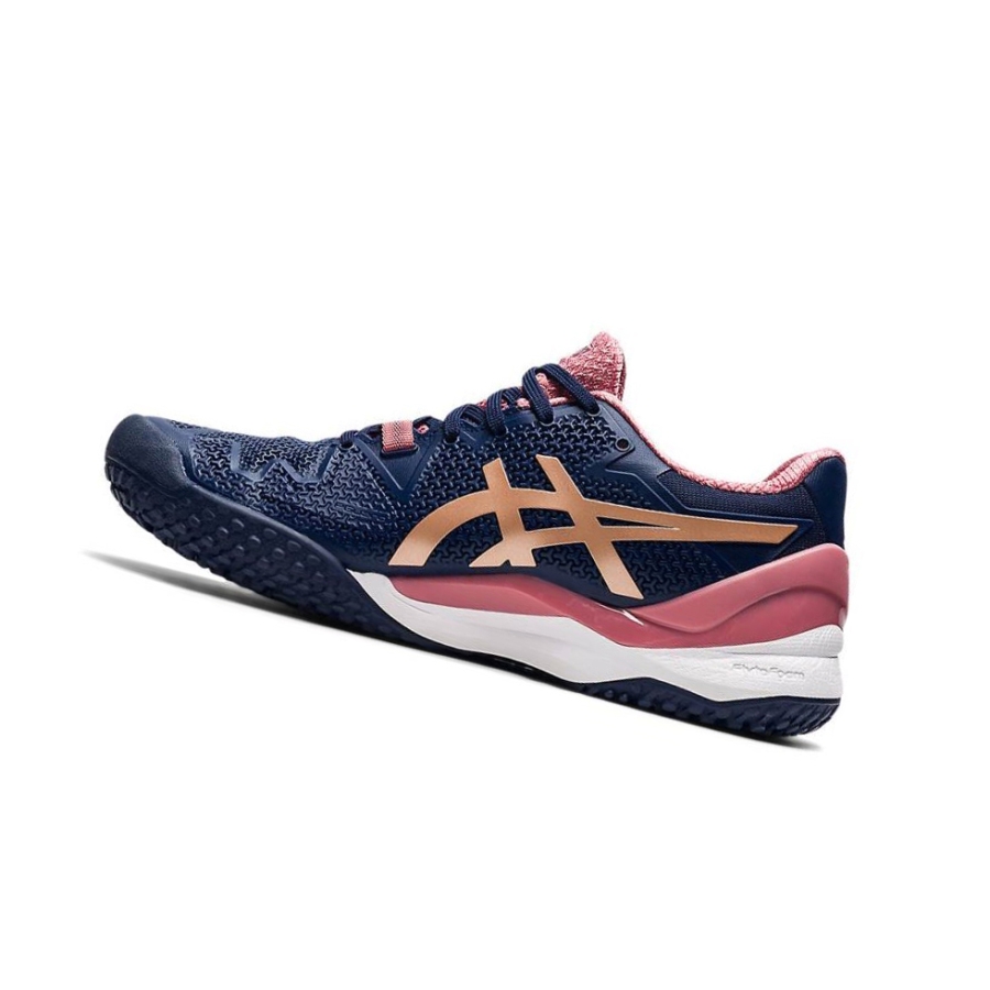 Navy Women's Asics GEL-RESOLUTION 8 OC Tennis Shoes | US32960LT - Asics Outlet Sale