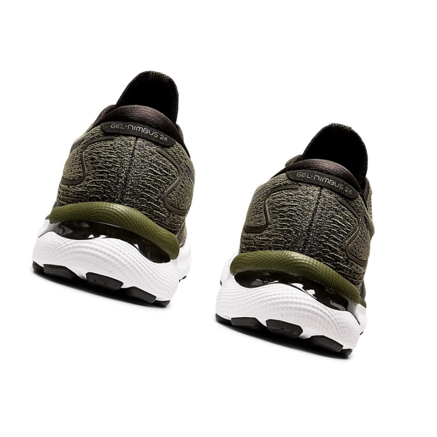 Olive Canvas / Gunmetal Men's Asics GEL-NIMBUS 24 Running Shoes | US73026SH - Asics Outlet Sale