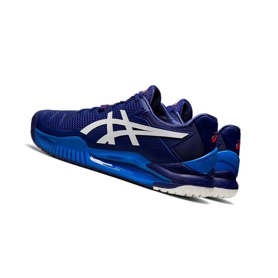 Dive Blue / White Men's Asics GEL-RESOLUTION 8 Tennis Shoes | US20316UE - Asics Outlet Sale