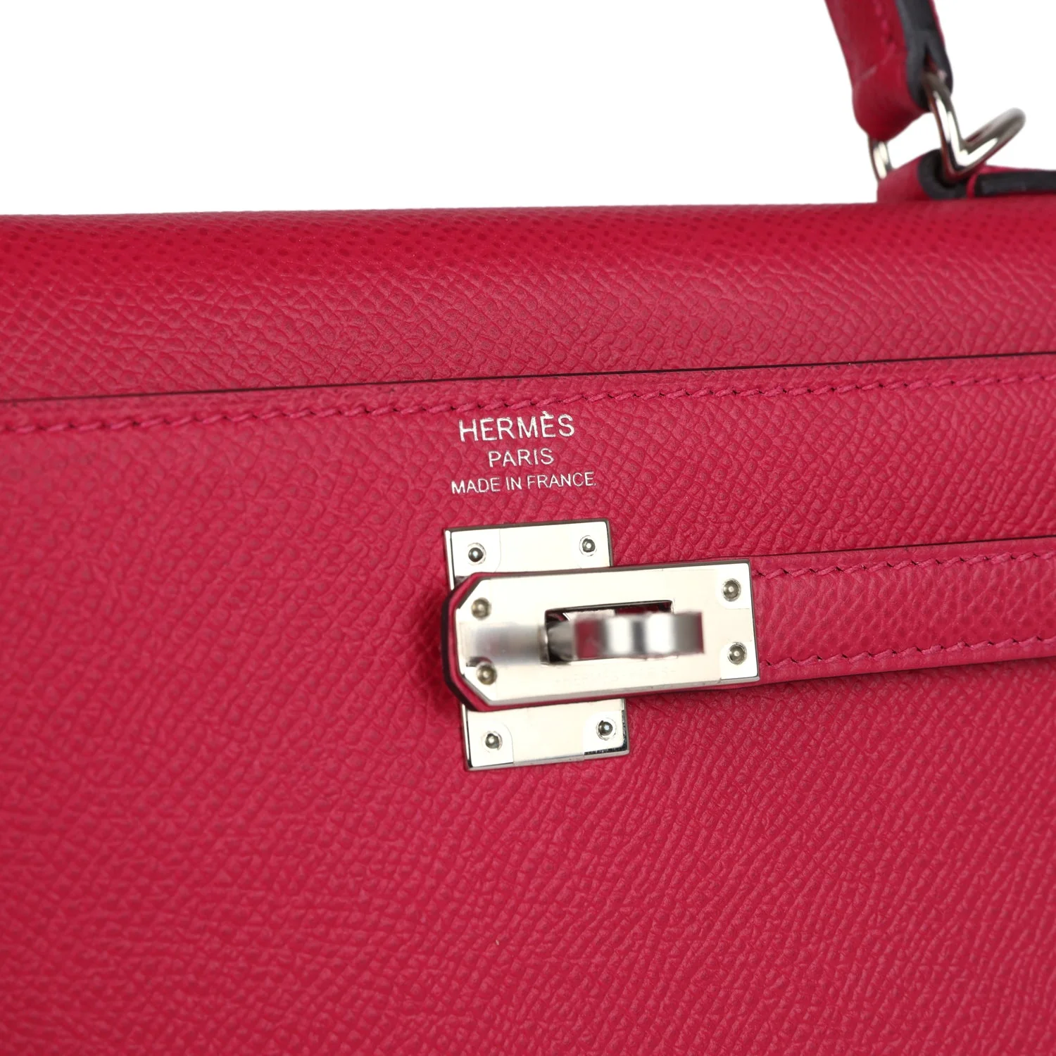 Replicate Hermes Kelly Sellier 25 Framboise Verso Epsom Palladium Hardware(1:1 replica)