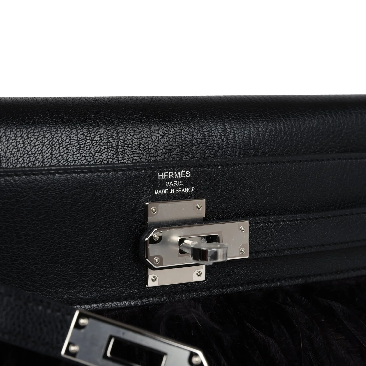 Replicate Hermes Kelly Elan Foile Chevre Chamkila and Ostrich Feather Palladium Hardware(1:1 replica)
