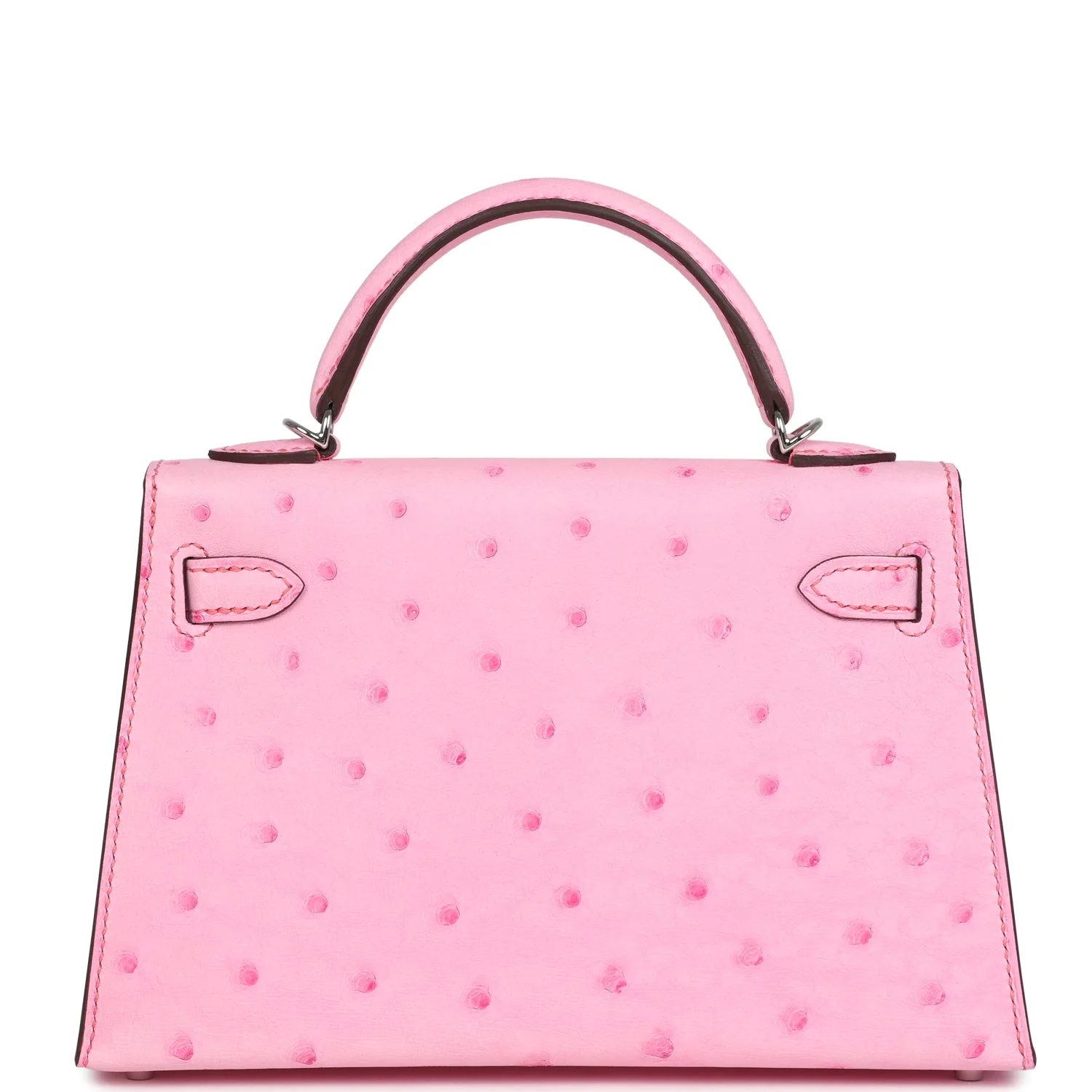 Replicate Hermes Kelly Sellier 20 Bubblegum Ostrich Palladium Hardware(1:1 replica)