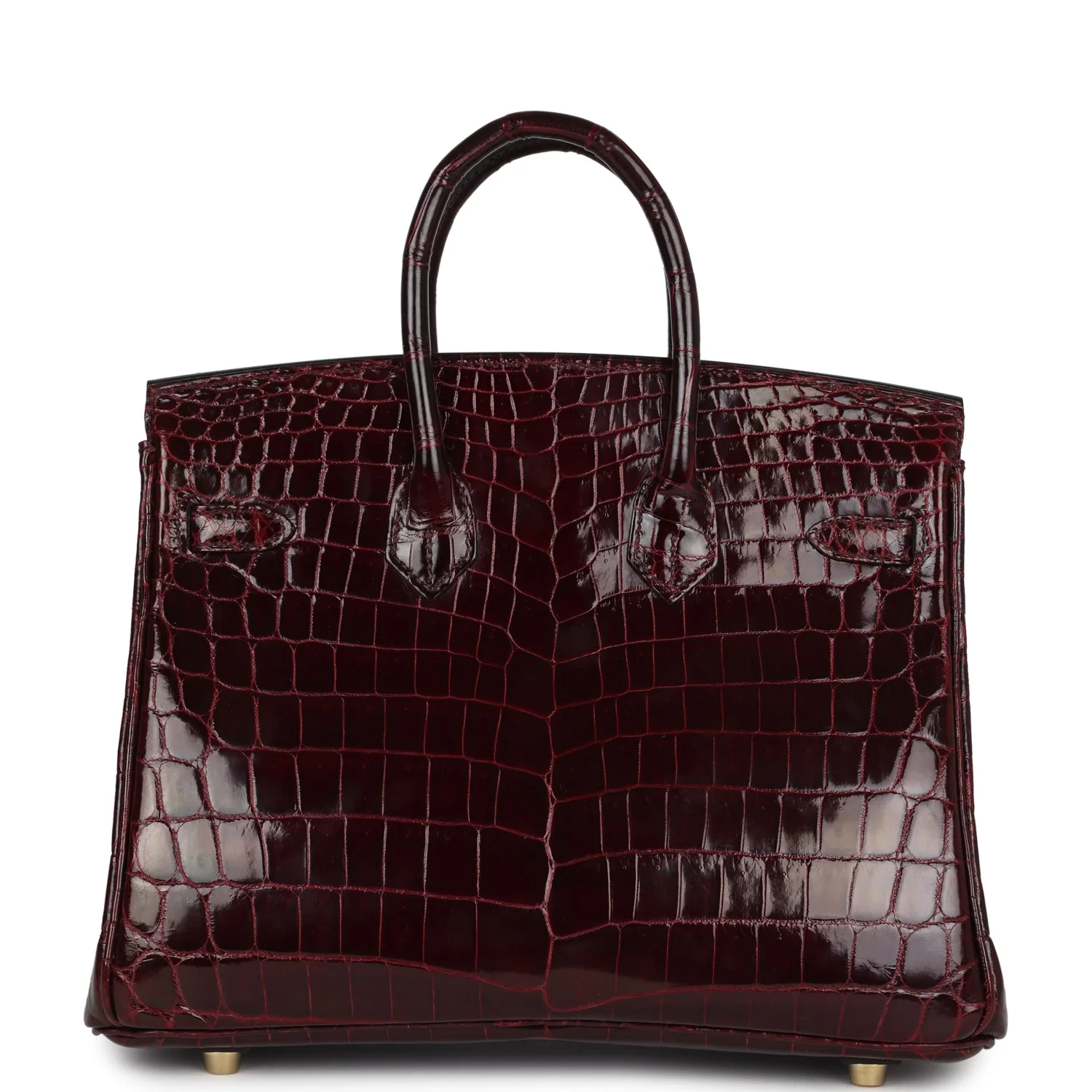 Replicate Hermes Birkin 25 Bordeaux Shiny Niloticus Crocodile Gold Hardware(1:1 replica)