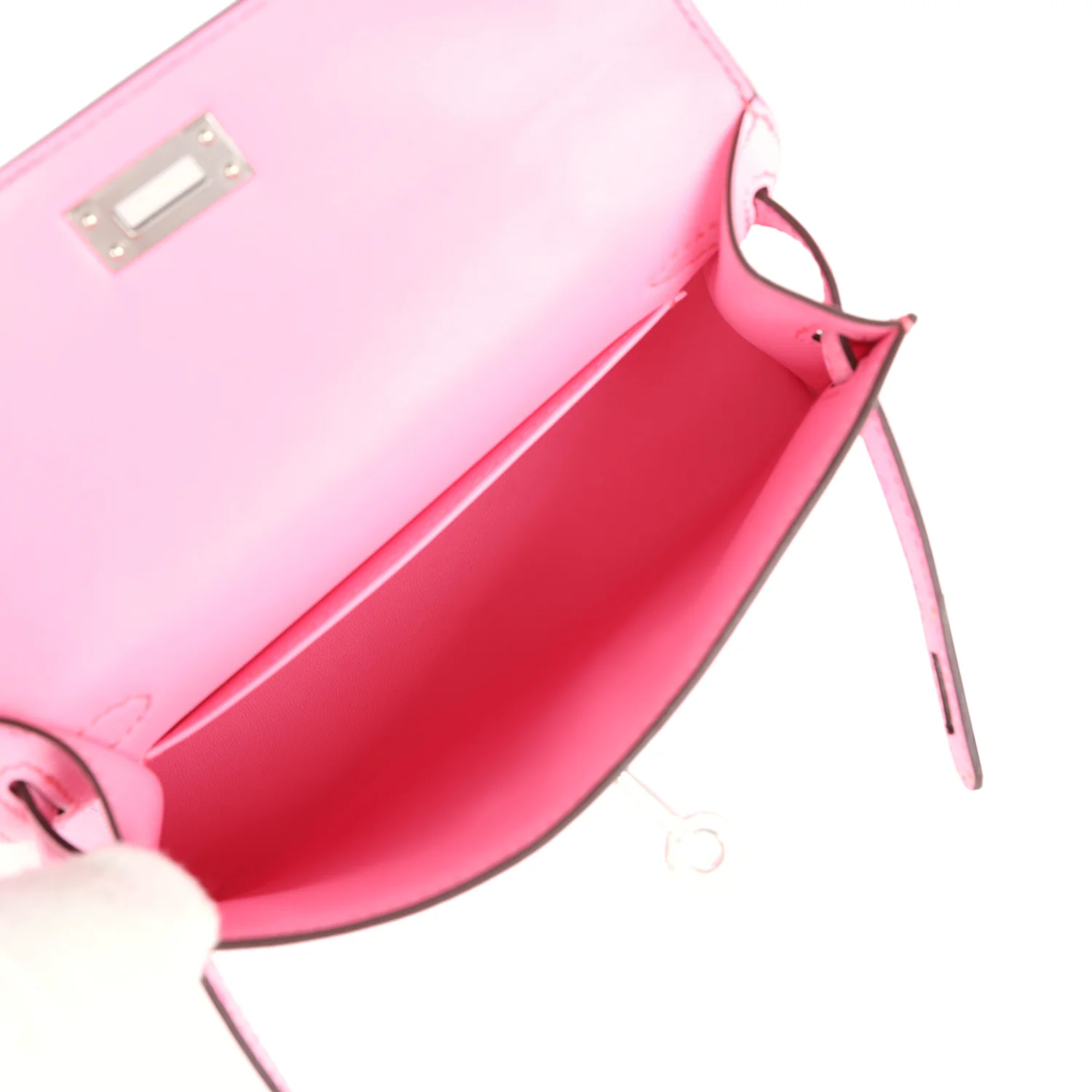 Replicate Hermes Kelly Sellier 20 Bubblegum Ostrich Palladium Hardware(1:1 replica)