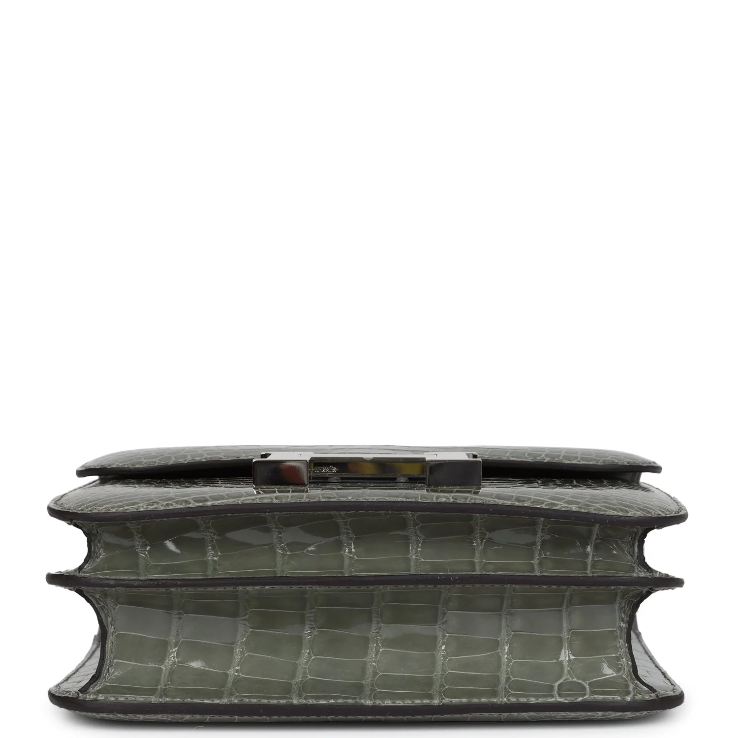 Replicate Hermes Constance 18 Gris Ciment Shiny Alligator Palladium Hardware(1:1 replica)