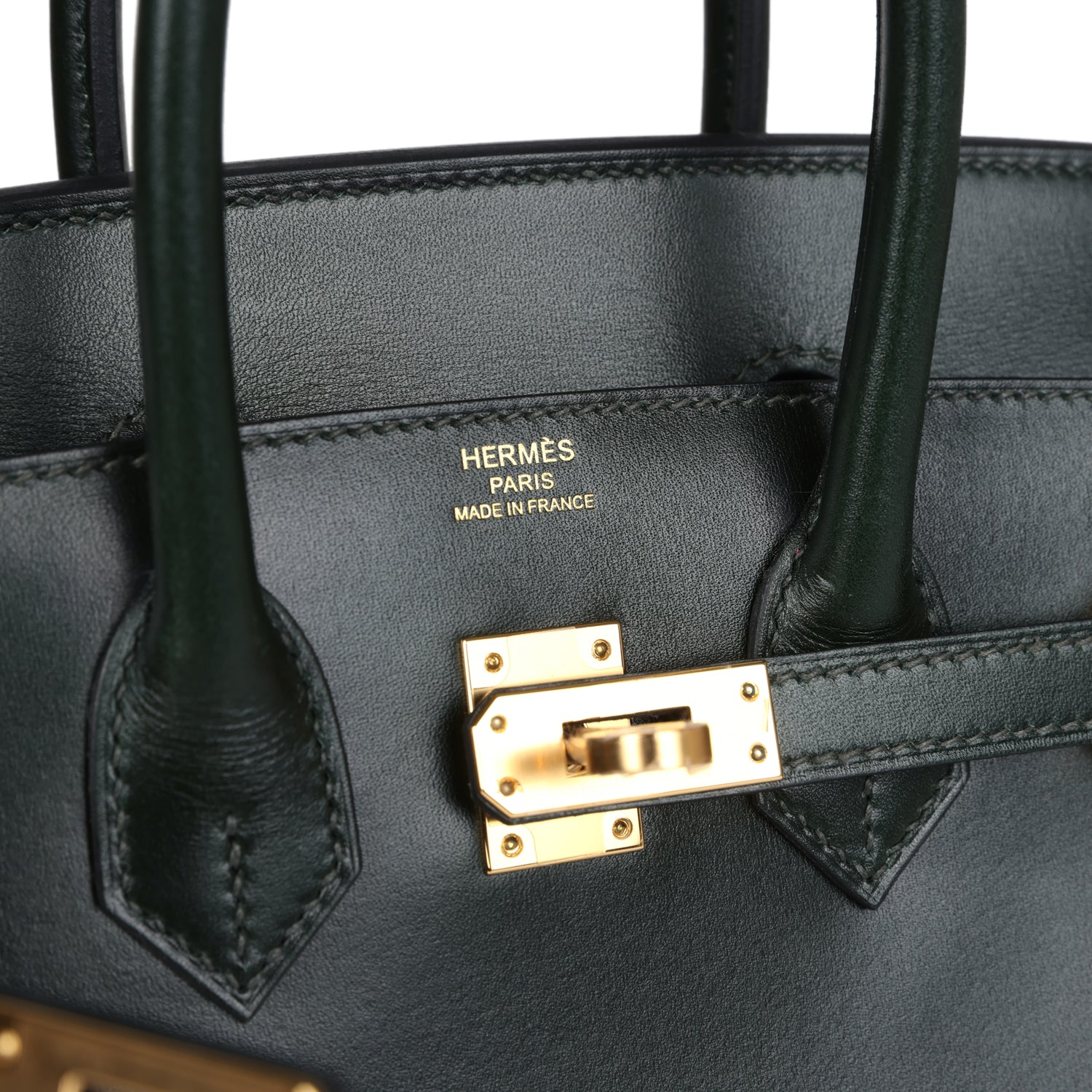 Replicate Hermes Birkin Sellier 25 Vert Fonce Box Gold Hardware(1:1 replica)