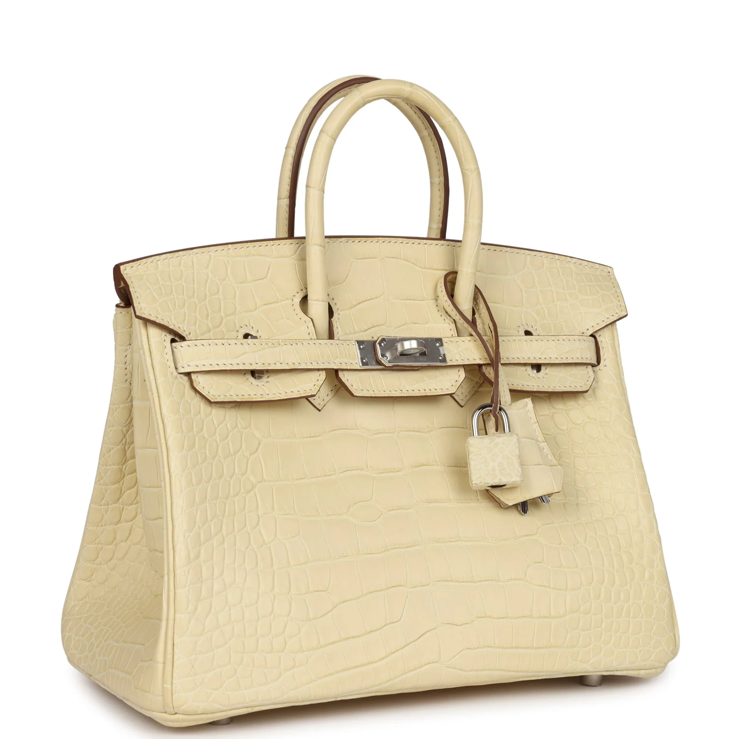 Replicate Hermes Birkin 25 Vanille Matte Alligator Palladium Hardware(1:1 replica)