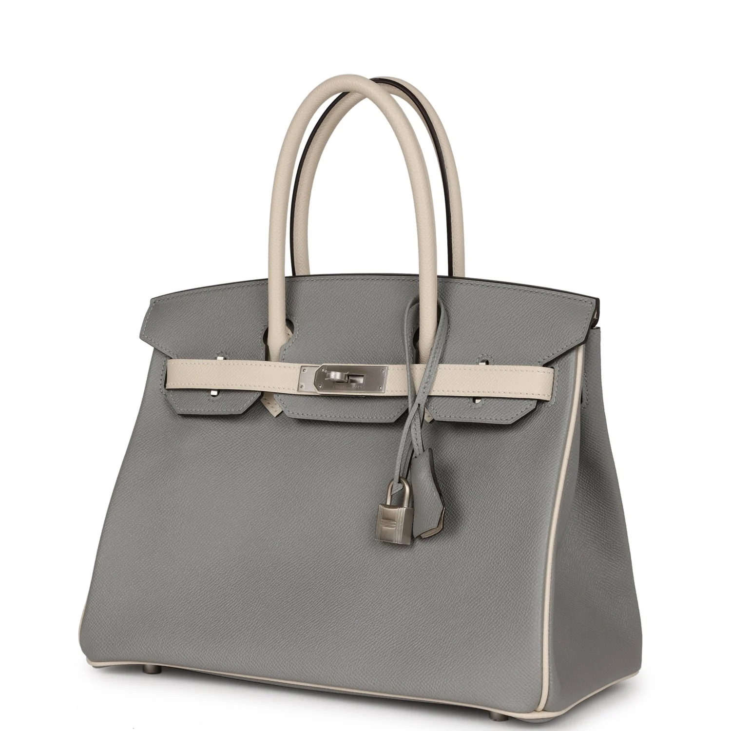 Replicate Hermes Special Order (HSS) Birkin 30 Gris Mouette and Craie Epsom Brushed Palladium Hardware(1:1 replica)