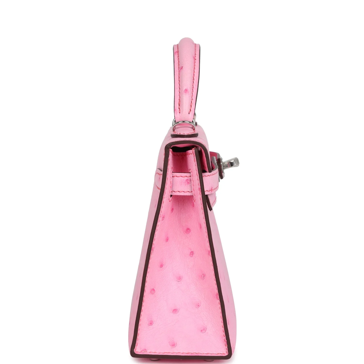 Replicate Hermes Kelly Sellier 20 Bubblegum Ostrich Palladium Hardware(1:1 replica)