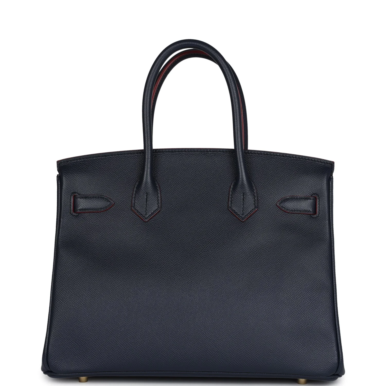 Replicate Hermes Birkin 30 Bleu Indigo and Rouge H Contour Epsom Gold Hardware(1:1 replica)