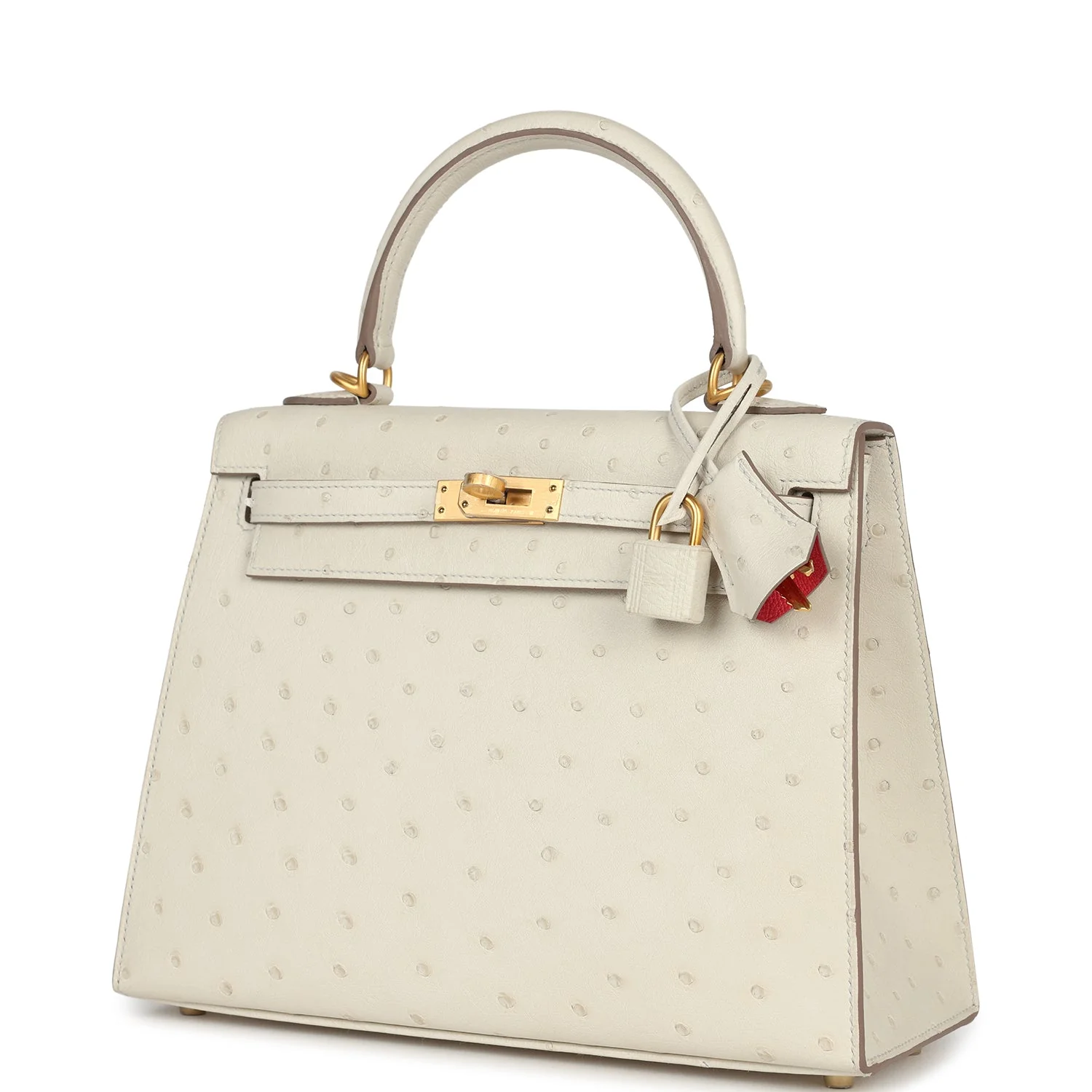 Replicate Hermes Special Order (HSS) Kelly Sellier 25 Beton Ostrich Verso Brushed Gold Hardware(1:1 replica)