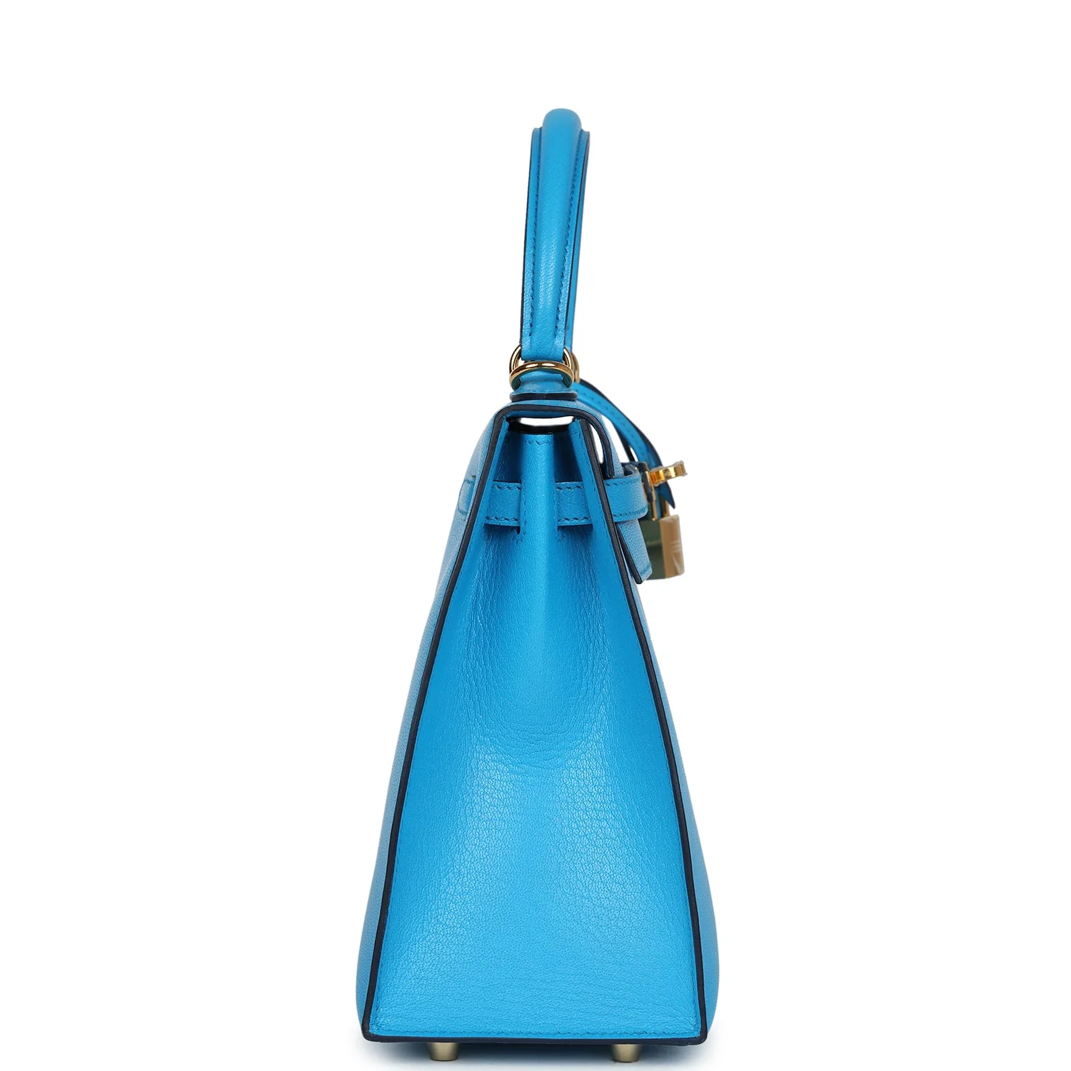 Replicate Hermes Kelly Sellier 25 Bleu Frida Chevre Gold Hardware(1:1 replica)