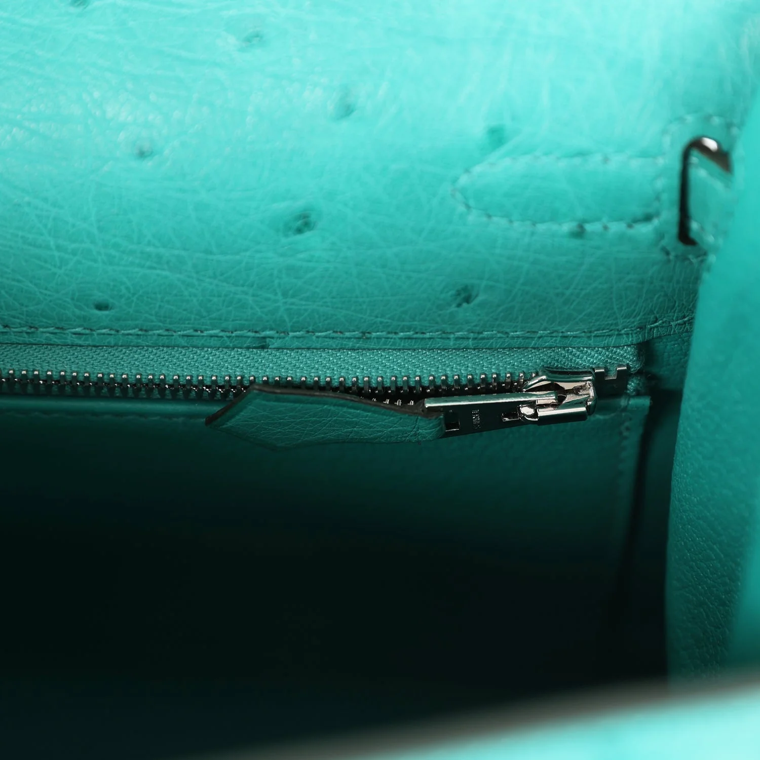 Replicate Hermes Kelly Sellier 25 Vert Verone Ostrich Palladium Hardware(1:1 replica)